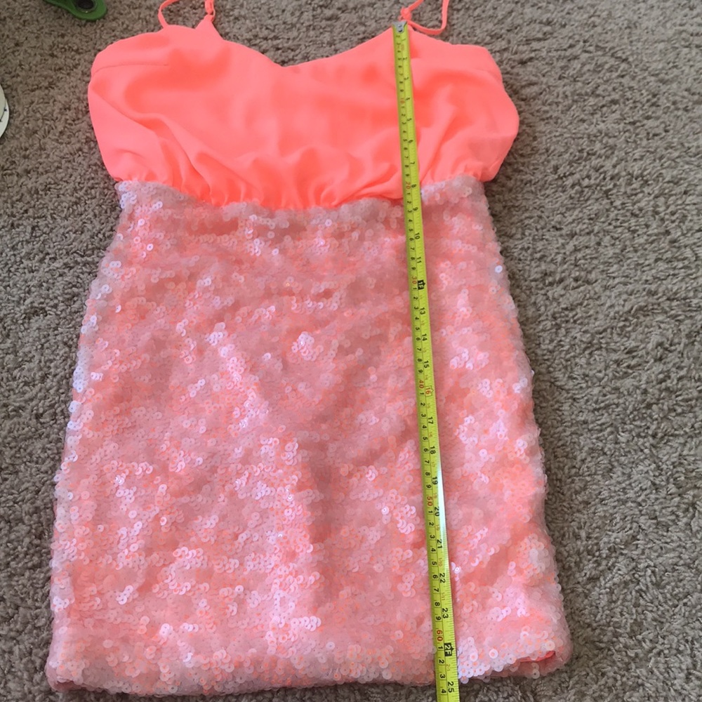 ASOS Spaghetti Strap Neon Semi-Formal Sequin Dress Women’s Size 4 - Picture 9 of 10